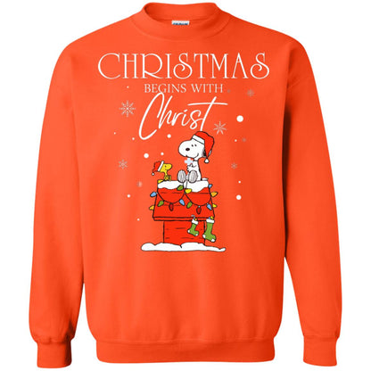 Christmas Begins With Christ Shirt Orange