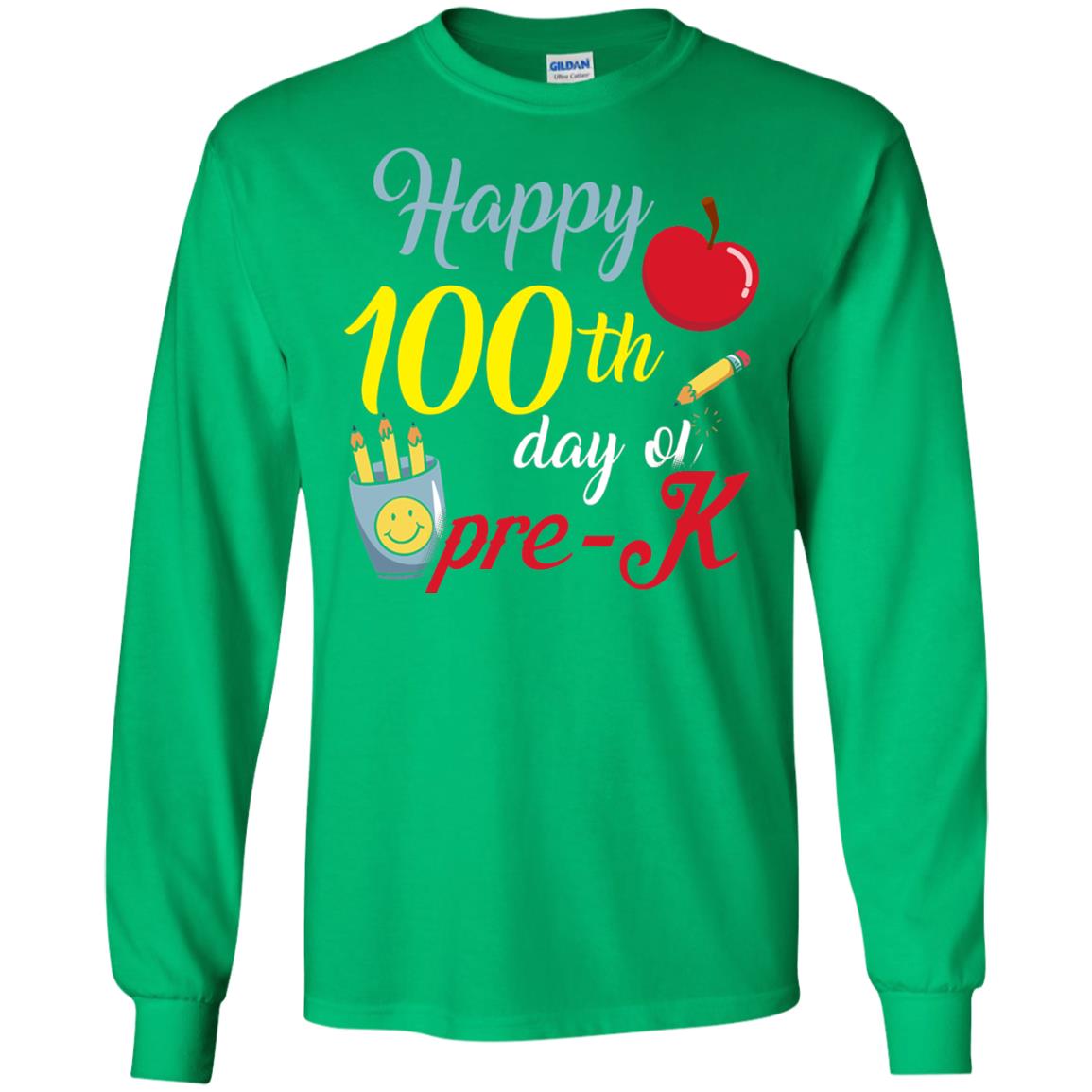 Kindergarter T-shirt Happy 100th Day Of Pre-k Irish Green