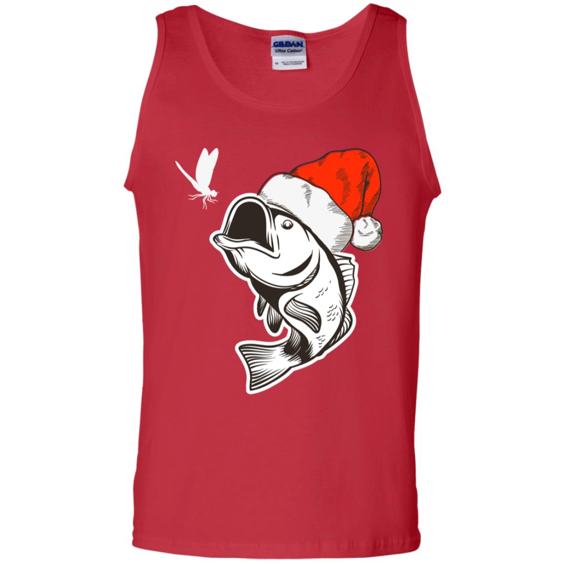 Bass Fishing Santa Hat Christmas Gift Shirt For Fishing Lovers Red
