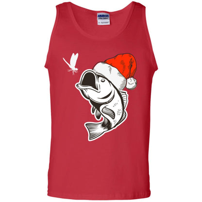 Bass Fishing Santa Hat Christmas Gift Shirt For Fishing Lovers Red