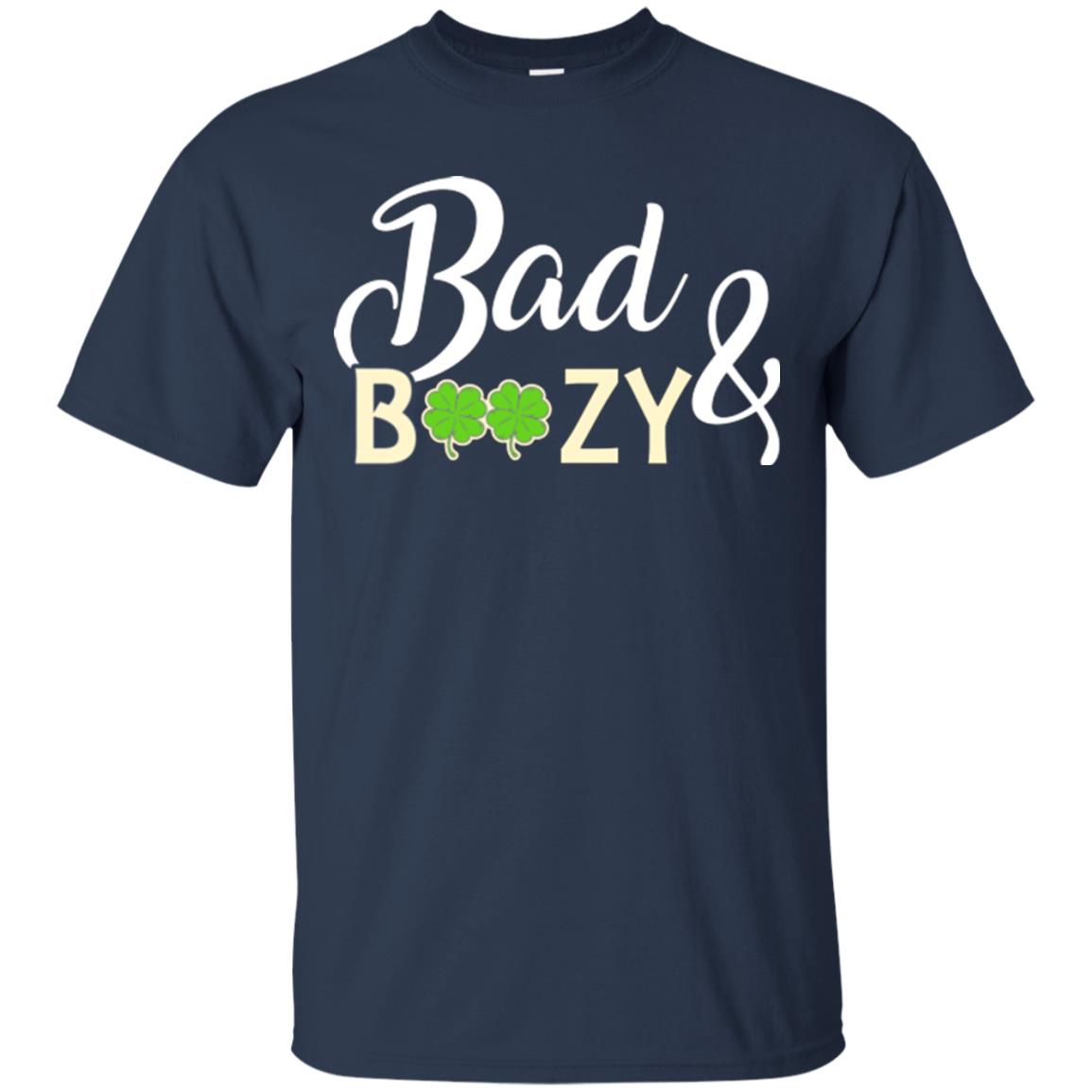 Saint Patrick's Day T-shirt Bad And Boozy Shamrock Navy