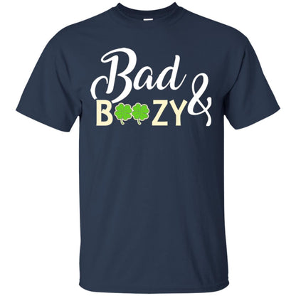 Saint Patrick's Day T-shirt Bad And Boozy Shamrock Navy