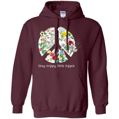 Stay Trippy Little Hippie Peace Sign Shirt Maroon
