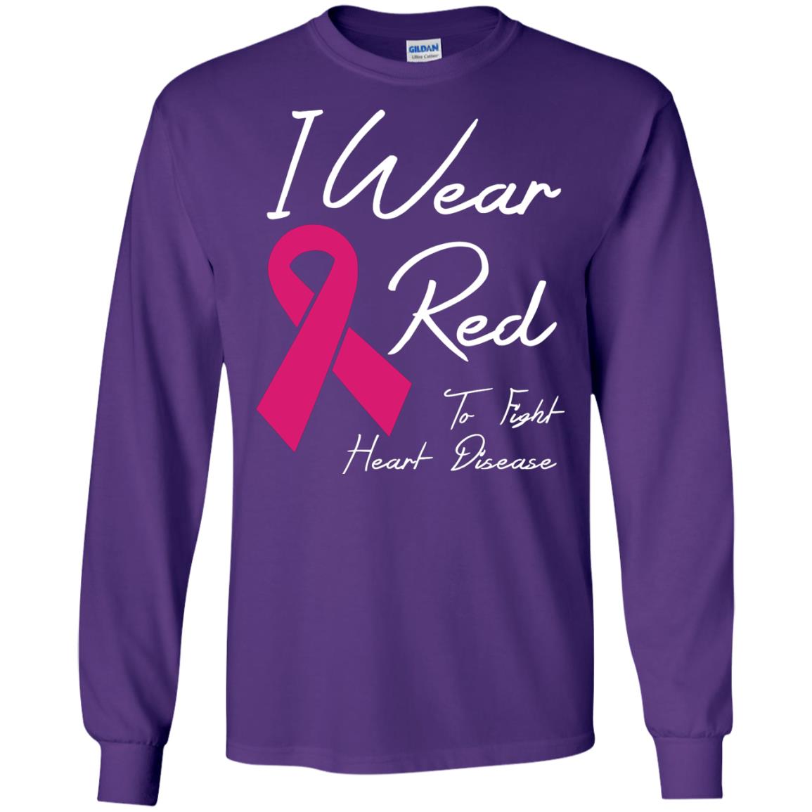 I Wear Red To Fight Heart Disease T-shirt Purple