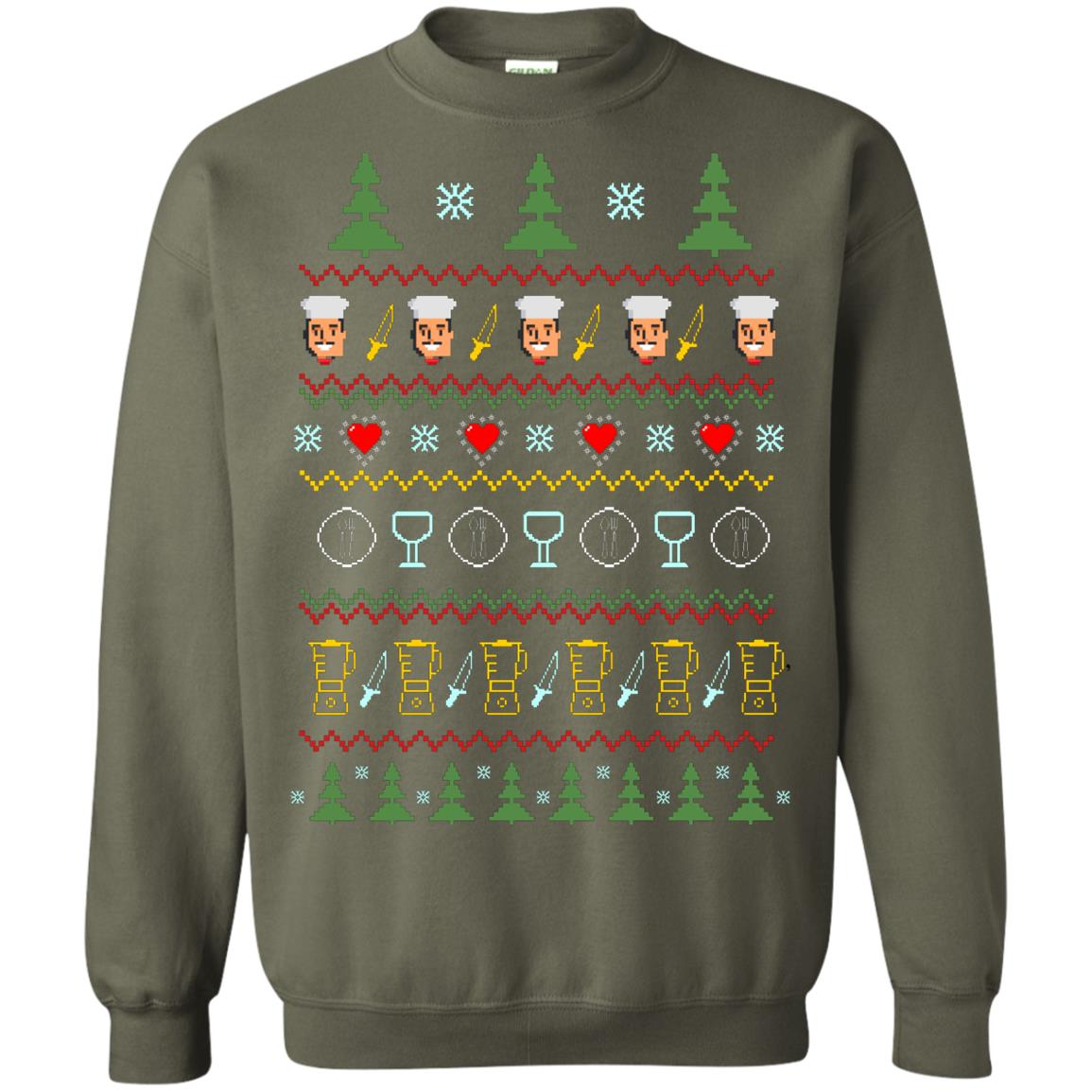 Chef Christmas X-mas Gift Shirt For Cooking Lovers Military Green