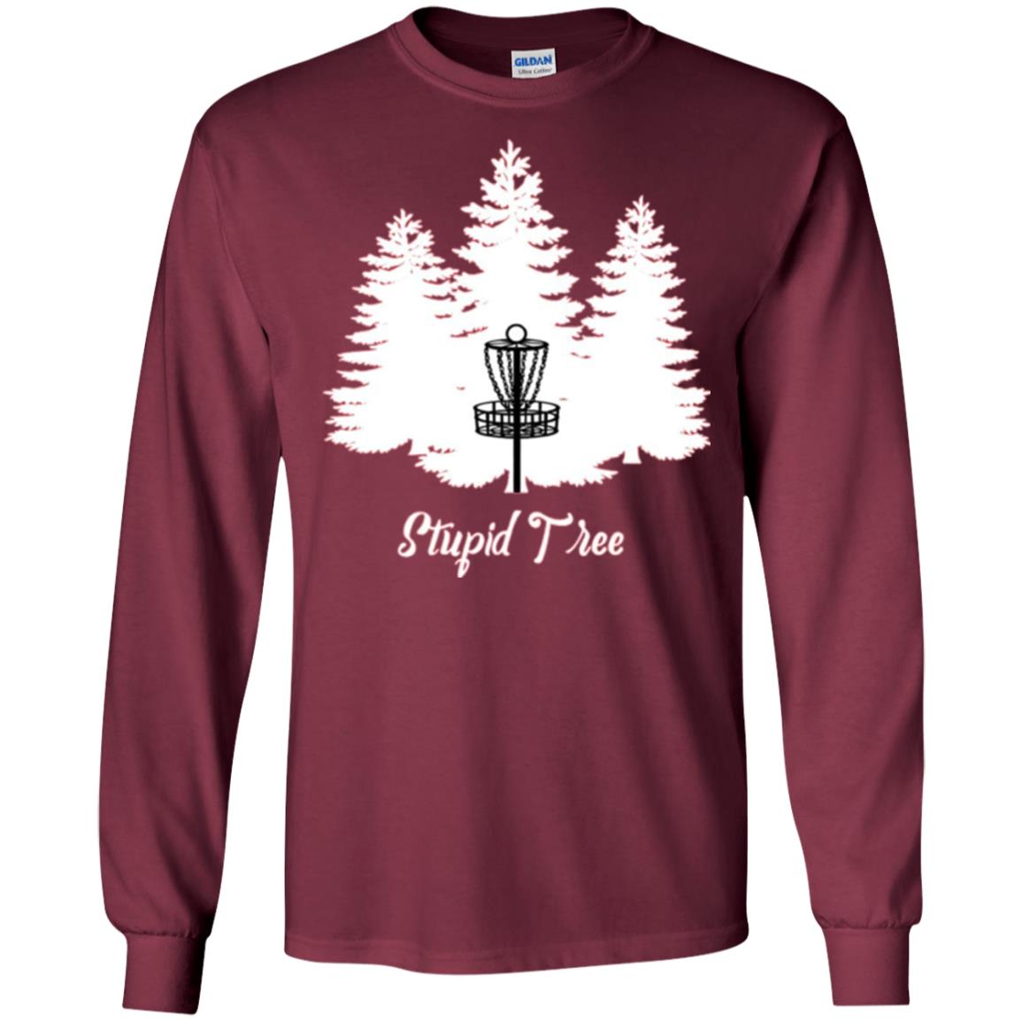 Disc Golf T-shirt Stupid Tree Maroon