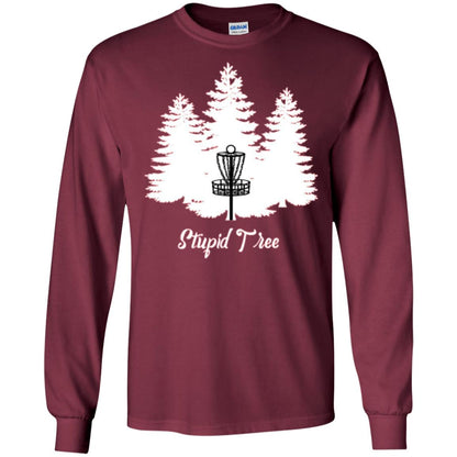 Disc Golf T-shirt Stupid Tree Maroon