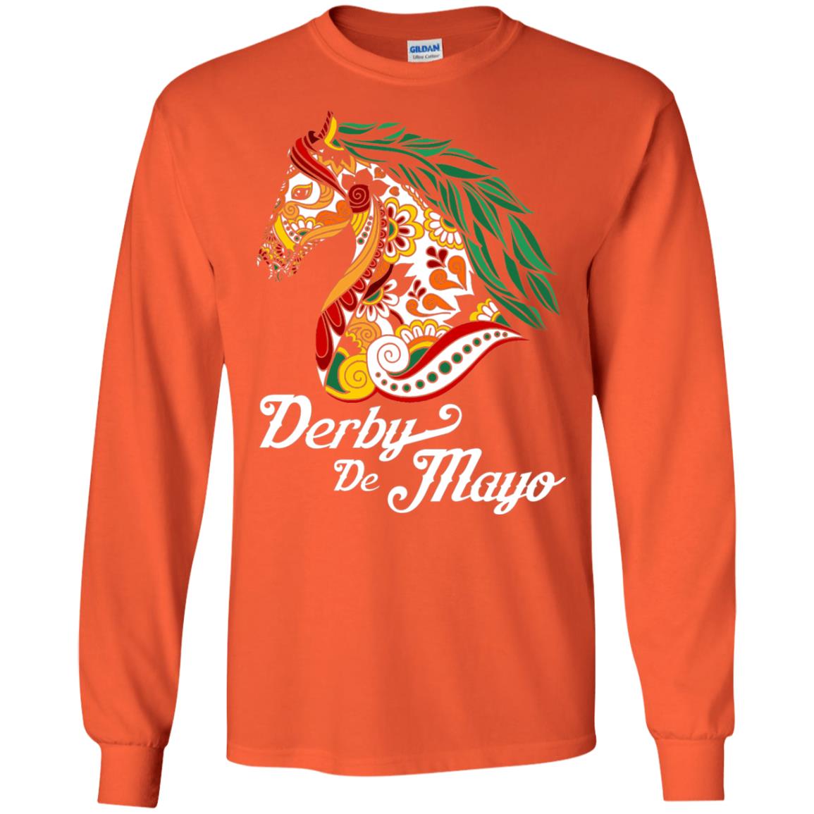 Derby Cinco De Mayo Floral Horse Race T-shirt Orange