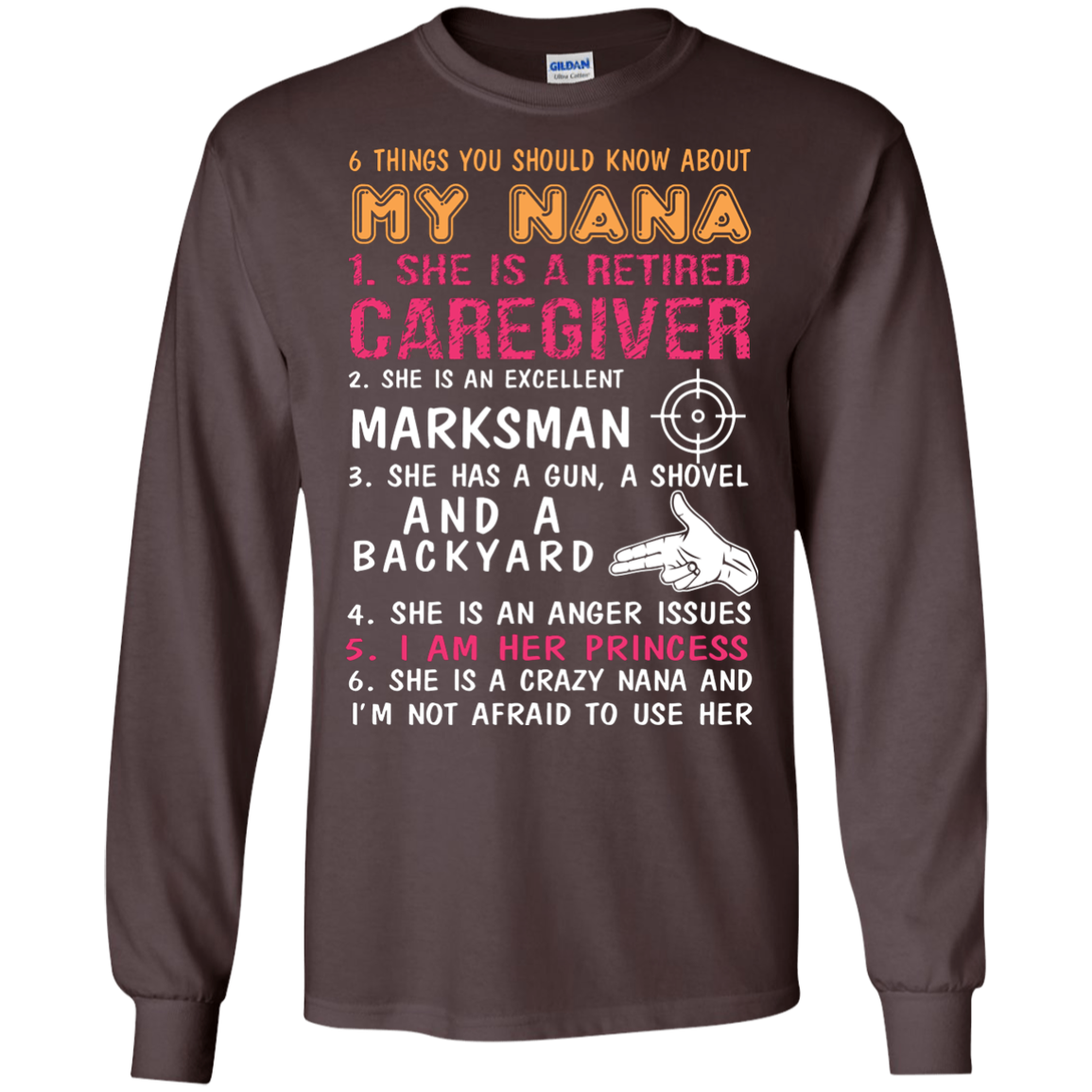 Family T-Shirt 6 Things You Should Know About My Nana Dark Chocolate