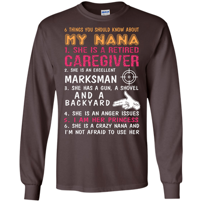 Family T-Shirt 6 Things You Should Know About My Nana Dark Chocolate