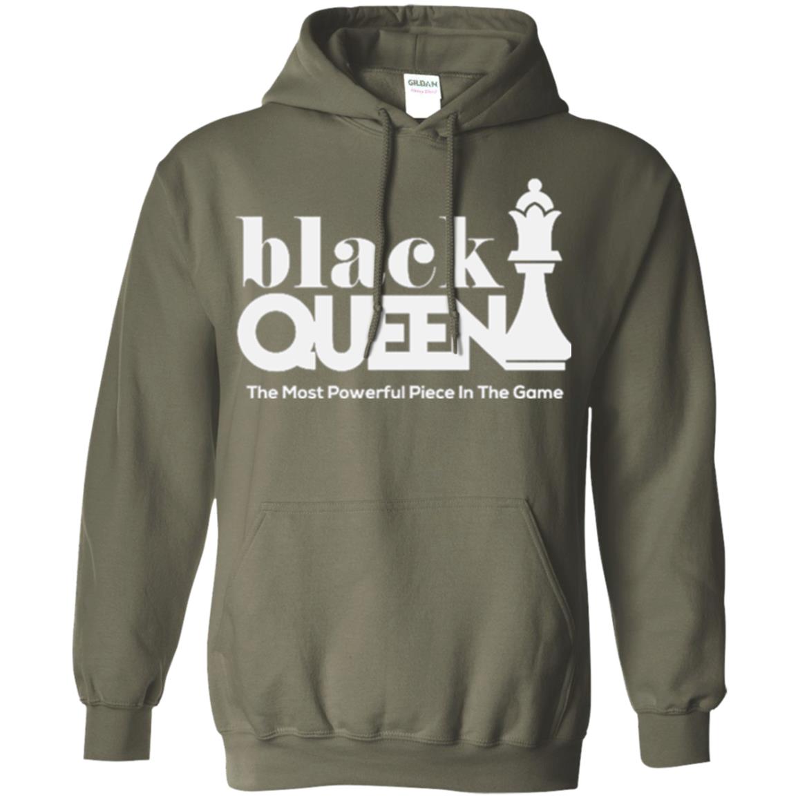 Black Queen The Most Powerful Piece In The Game Proud Black Woman T-shirt Military Green