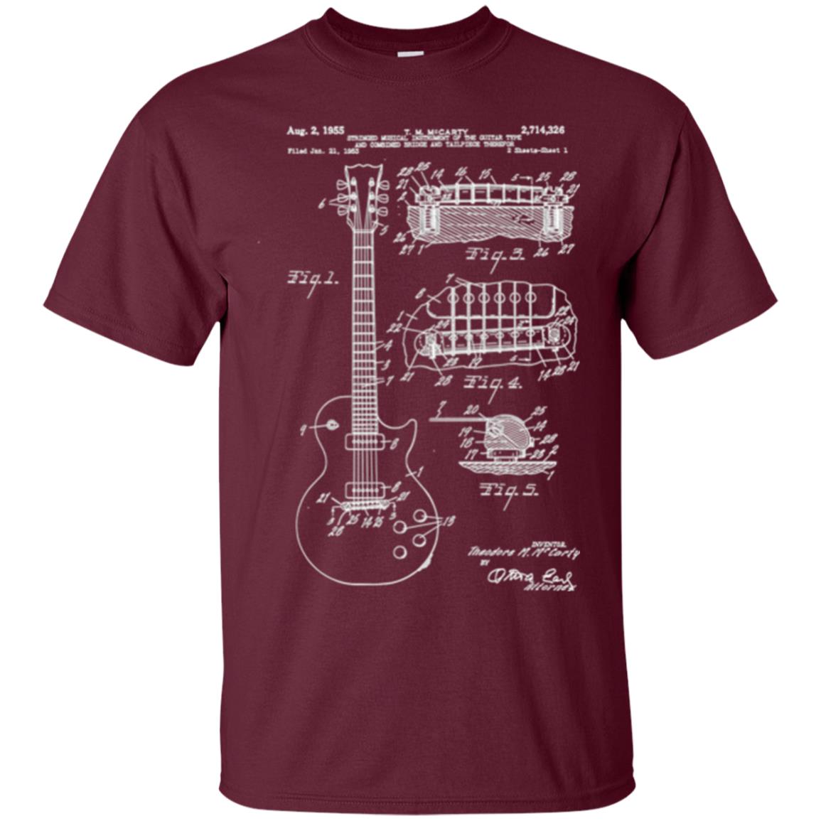 Guitar T-shirt Patent Print 1955 Maroon