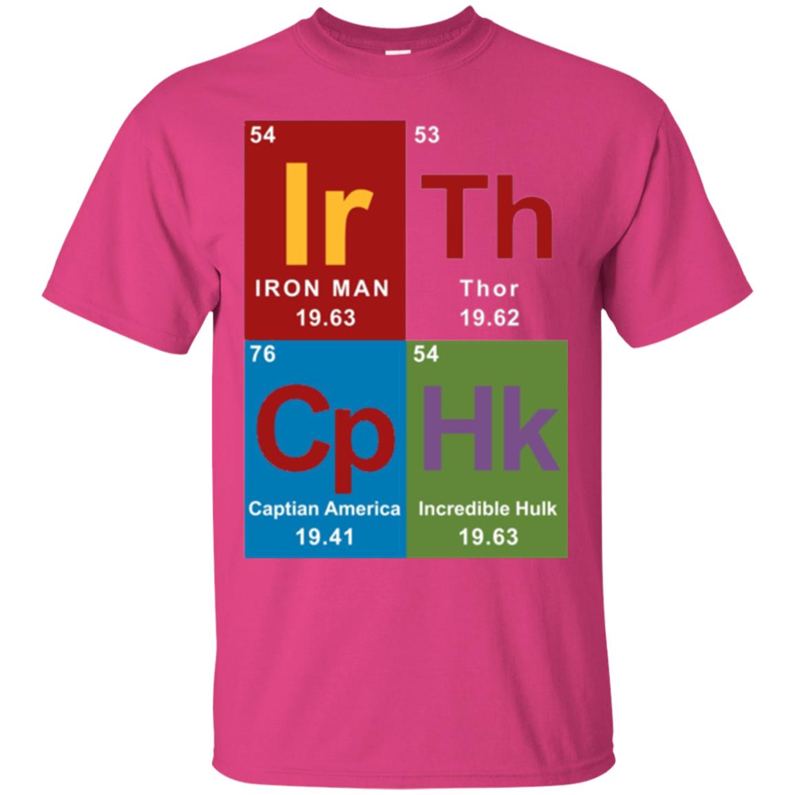 Marvel Avengers Periodic Table Elements T-shirt Heliconia