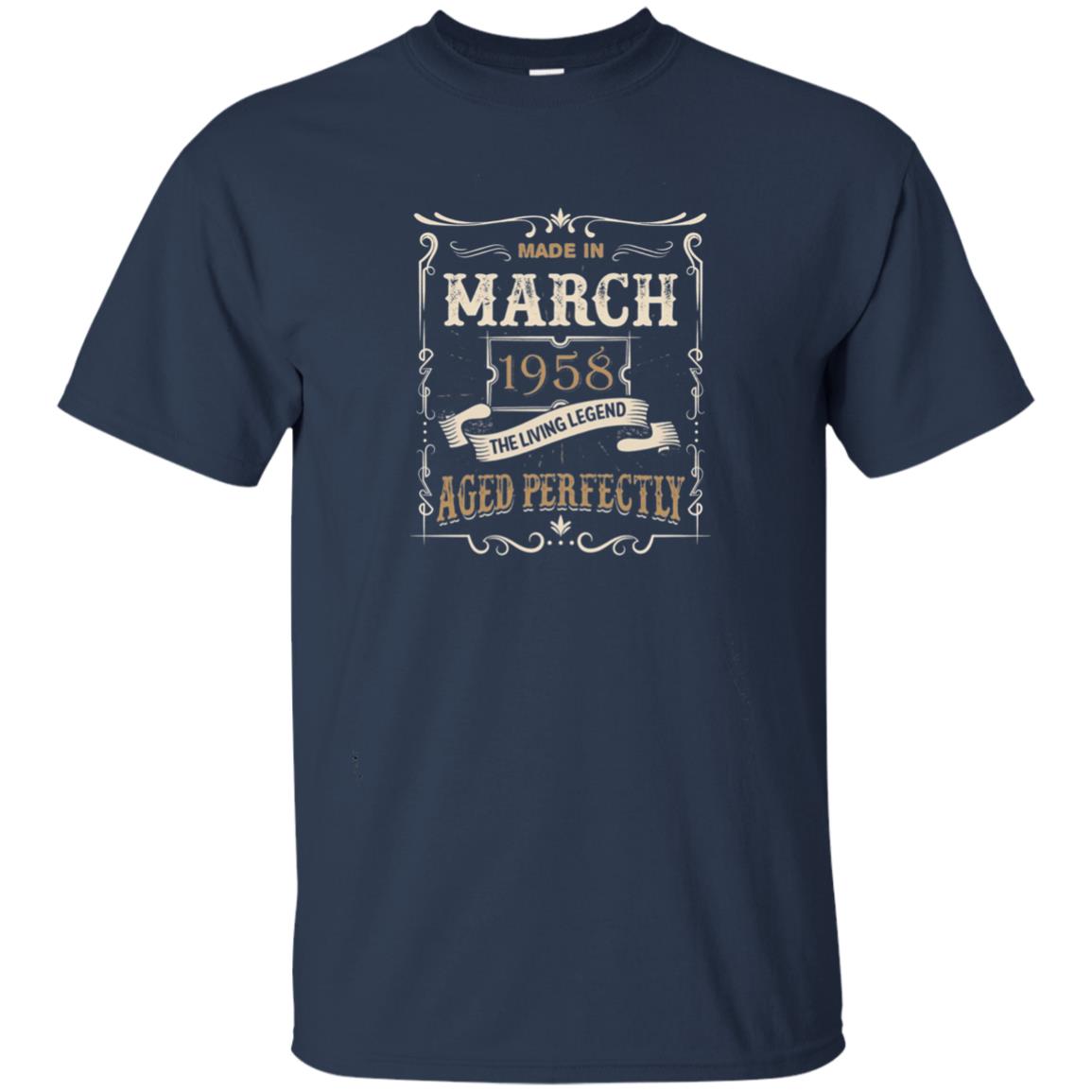Made In March 1958 The Living Legend 60th Birthday T-shirt Navy