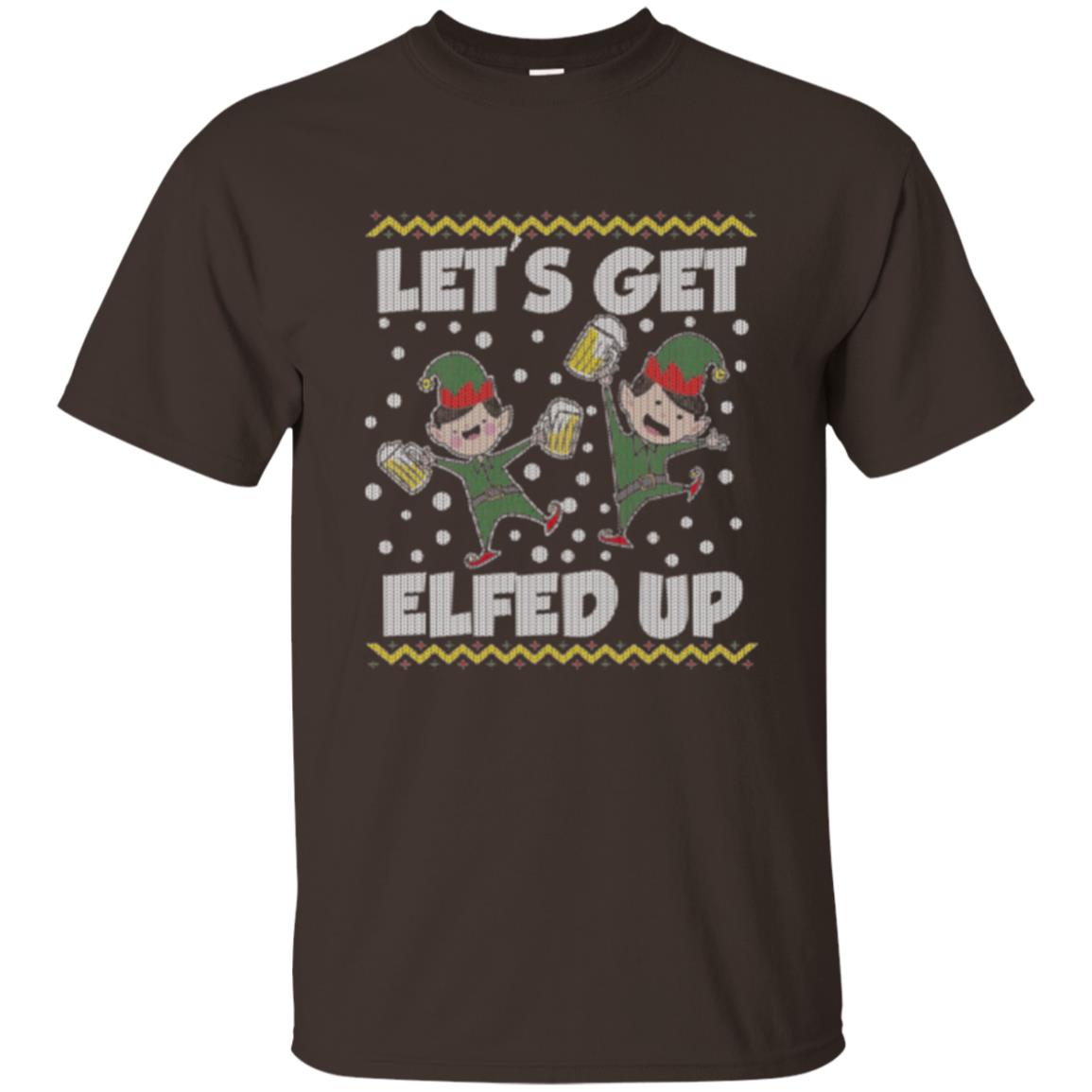 Christmas T-shirt Let_s Get Elfed Up Dark Chocolate
