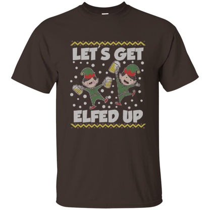 Christmas T-shirt Let_s Get Elfed Up Dark Chocolate