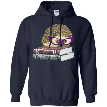 Adorable Hedgehog Book Nerd Gift Shirt Navy