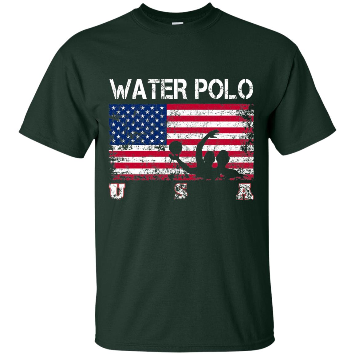 Water Polo Team American Flag Water Polo T-shirt Forest