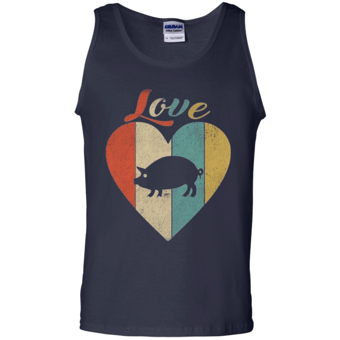 Beautiful Vintage Retro Pig Lover T-shirt Navy