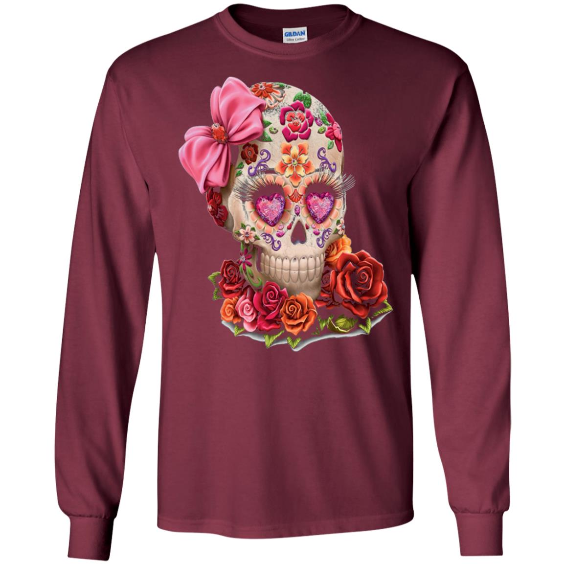 Cinco De Mayo Skull Women Flower Shirt Maroon