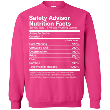 Safety Advisor Nutrition Facts Funny T-shirt Heliconia