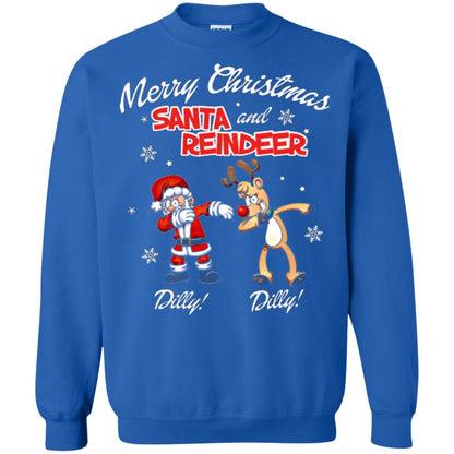 Christmas T-shirt Merry Christmas Santa And Reindeer Dilly Dilly Royal