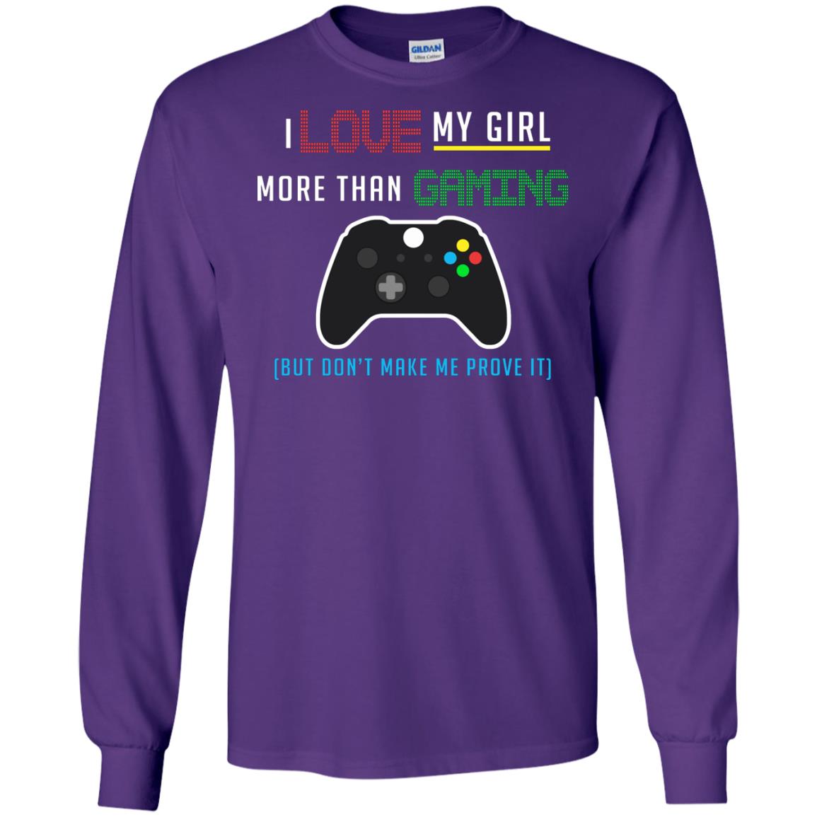 Gamer T-shirt I Love My Girl More Than Gaming Purple