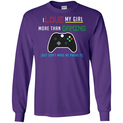 Gamer T-shirt I Love My Girl More Than Gaming Purple