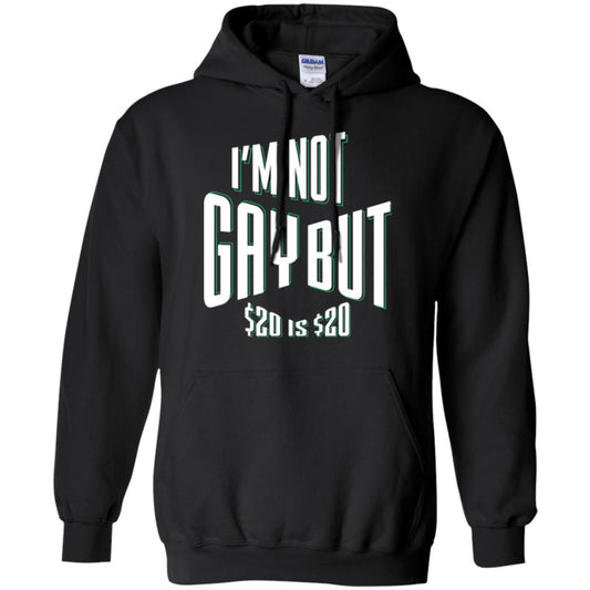 Funny Bi-curious Bachelor Humor Party T-shirt I'm Not Gay But $20 Is $20 Black