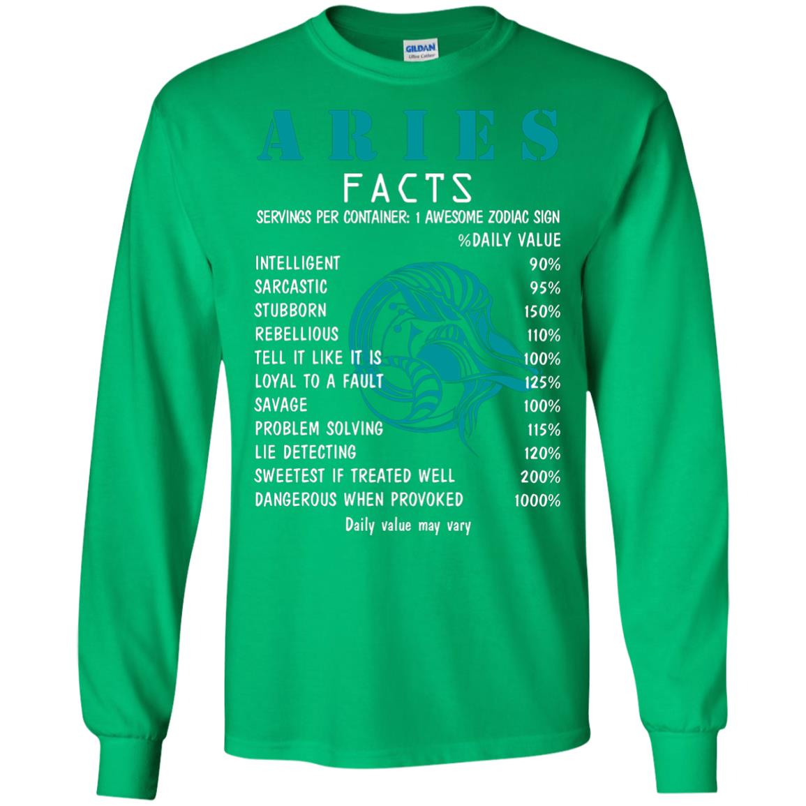 Aries Facts 1 Awesome Zodiac Sign Gift Shirt For Aries Horoscope Irish Green