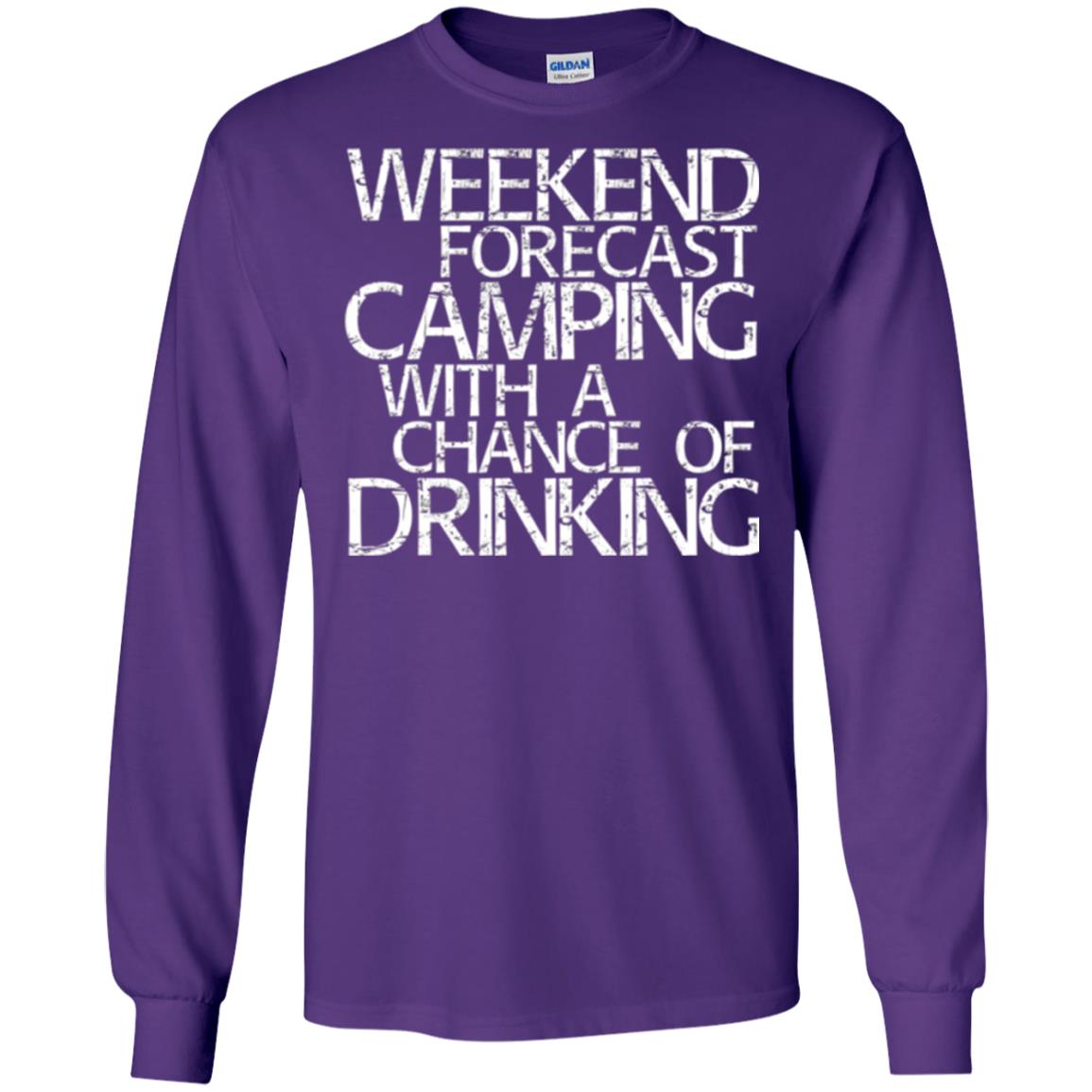 Wine Lovers T-shirt Weekend Forecast Camping Purple