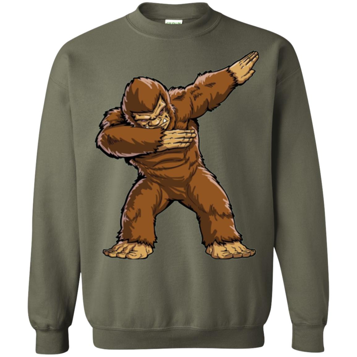 Monkey T-shirt Bigfoot Sasquatch Dabbing Military Green