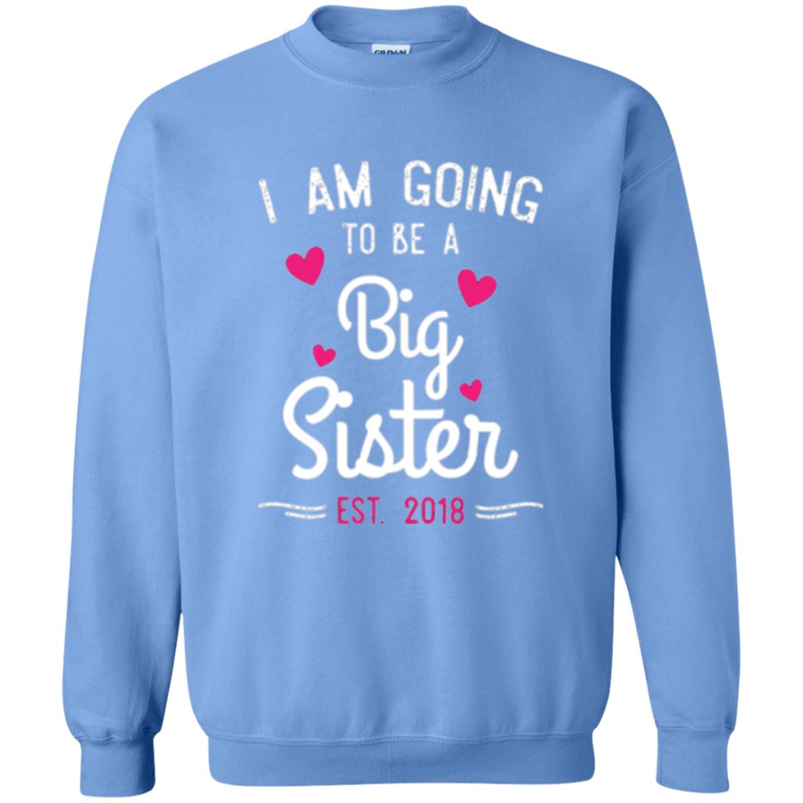 Family T-shirt I Am Going To Be A Big Sister Estimated 2018 Carolina Blue
