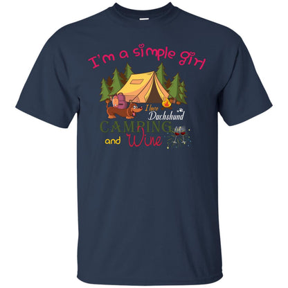 I’m A Simple Girl I Love Dachshund Camping And Wine Shirt Navy
