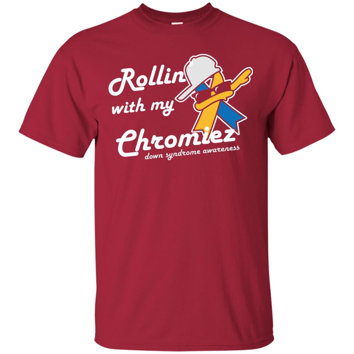 Rolling With My Ehromiez Down Syndrome Awareness T-shirt Cardinal