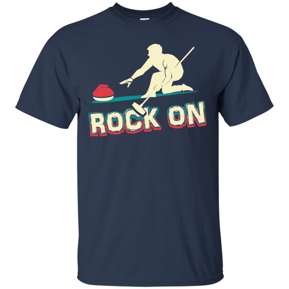 Curling Winter Lover T-shirt Rock On Curling Winter Sports Navy
