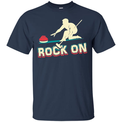 Curling Winter Lover T-shirt Rock On Curling Winter Sports Navy