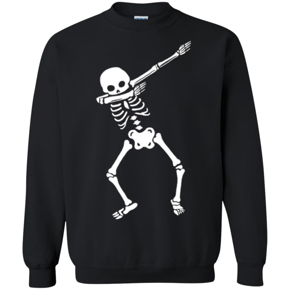 Funny Halloween T-shirt Dabbing Skeleton Black