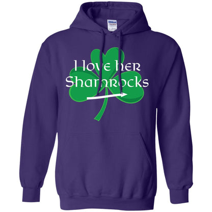 Saint Patrick_s Day T-shirt I Love Her Shamrocks Purple