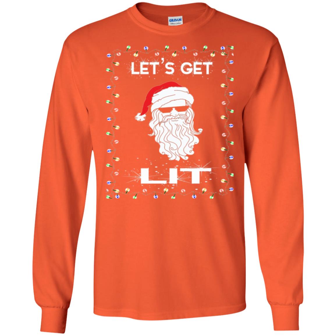 Christmas T-shirt Let_s Get Lit Orange