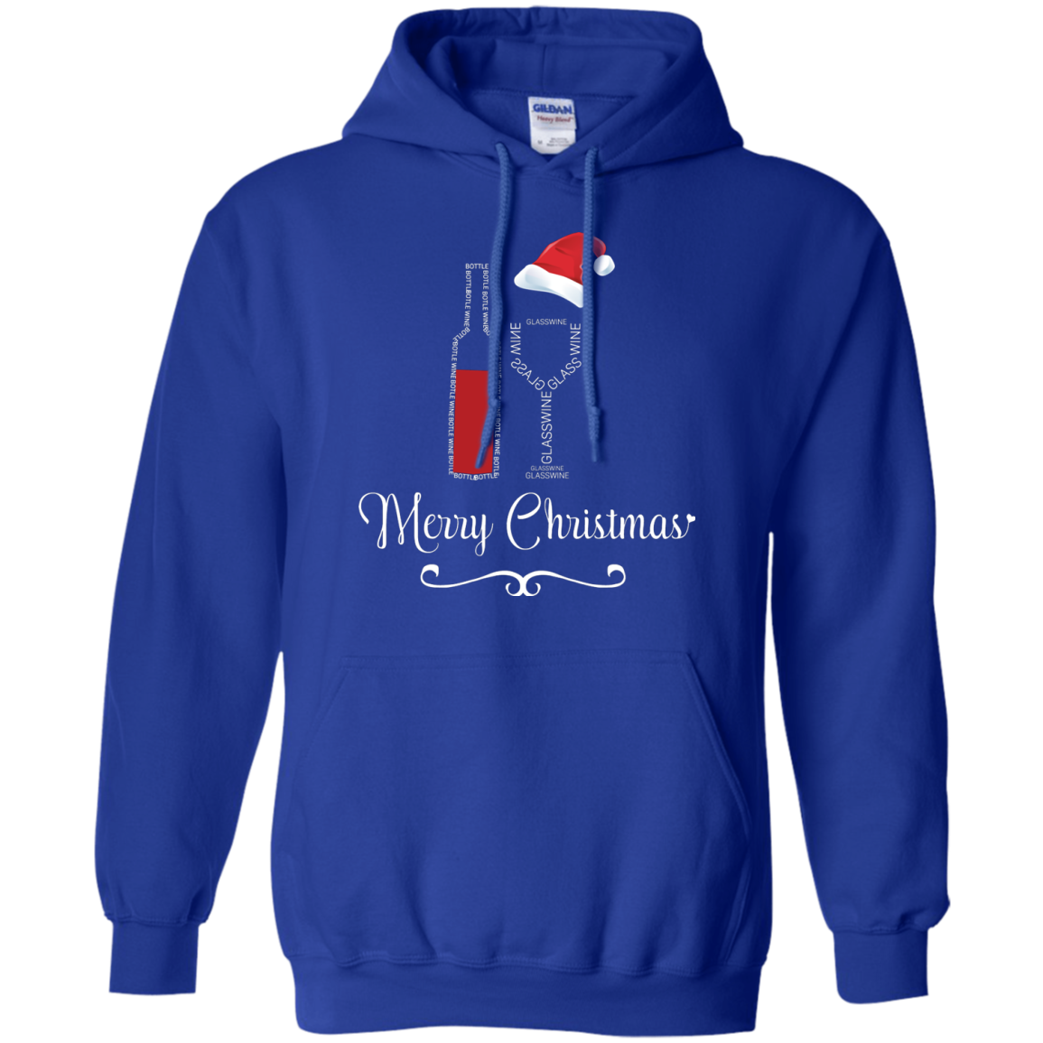 Christmas T-shirt Merry Christmas With Wine Botle And Glass Wine Royal