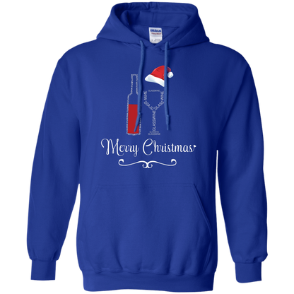 Christmas T-shirt Merry Christmas With Wine Botle And Glass Wine Royal