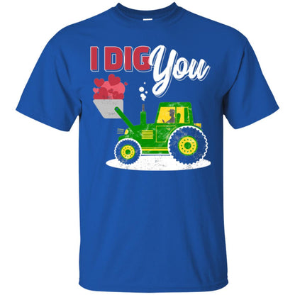 Farmer Valentines Day T-shirt Farm Tractor I Dig You Royal