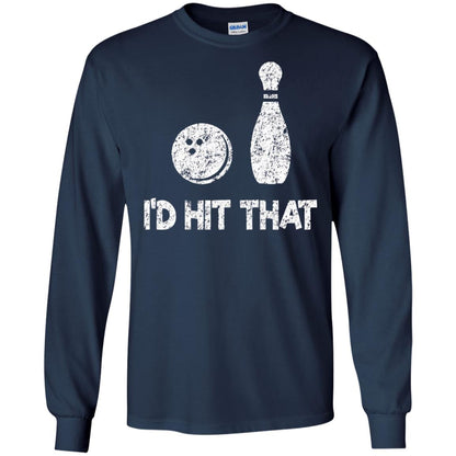 Funny Bowling Lover T-shirt T-shirt I_d Hit That Navy