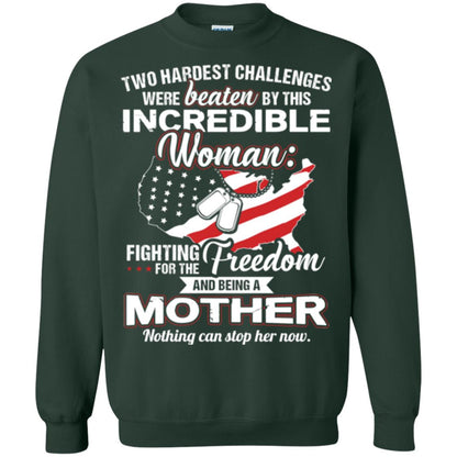 Incrediable Woman Fighting For The Freedom And Being A Mother Military Shirt Forest Green