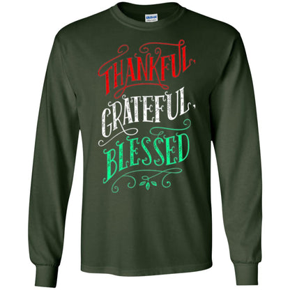 New Year T-shirt Grateful Thankful Blessed Forest Green