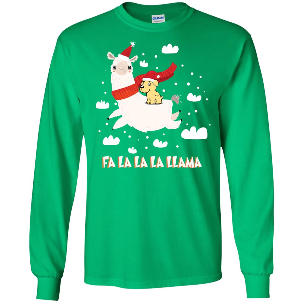 Fa La La La Llama With Labrador X-mas Gift Shirt Irish Green