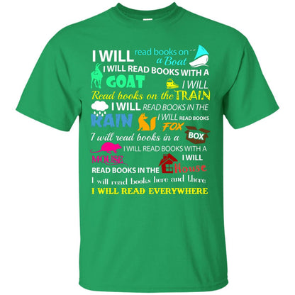 I Will Read Books On A Boat Bookworm T-shirt Irish Green