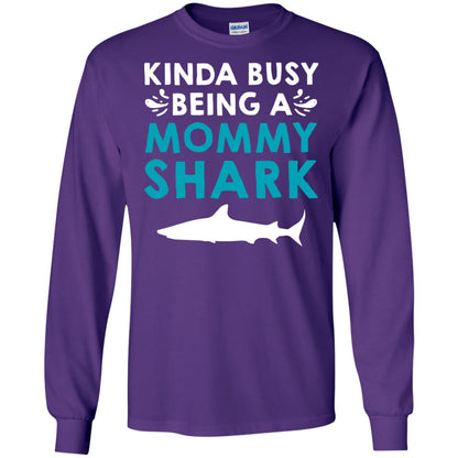 Kinda Busy Being A Mommy Shark Momma Shirt Purple
