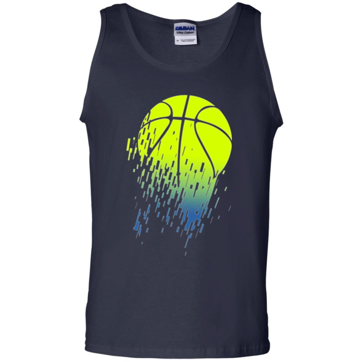 Basketball T-shirt Disintegrating Neon Green Navy